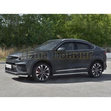 Защита переднего бампера d57 секции РусСталь для Geely Tugella 2020-