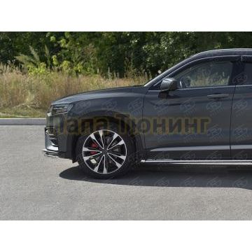 Защита переднего бампера d42 секции-d42 дуга РусСталь для Geely Tugella 2020-