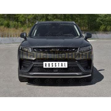 Защита переднего бампера d42 секции РусСталь для Geely Tugella 2020-