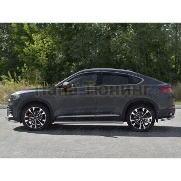 Пороги труба d57 (вариант 3) РусСталь для Geely Tugella 2020-