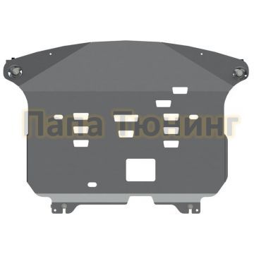 Защита картера и КПП Шериф алюминий 4 мм для Hyundai Santa Fe 2.2 CRDi; 2.4GDI MT, AT 2018 - 2021 Защита картера и КПП Шериф алюминий 4 мм для Hyundai Santa Fe 2.2 CRDi; 2.4GDI MT, AT 2018 - 2021