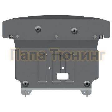 Защита картера и КПП Шериф алюминий 4 мм для Hyundai Santa Fe 2,2D АТ; 2,2D МТ; 2,4 АТ; 2,4 МТ 2012 - 2018