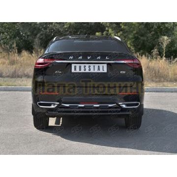 Защита заднего бампера d57 дуга-d42 дуга black для Haval F7X 1.5 4WD 2019-2022