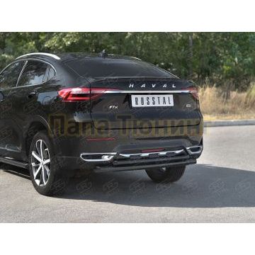 Защита заднего бампера d57 дуга-d42 дуга black для Haval F7X 1.5 4WD 2019-2022