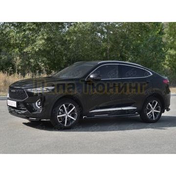 Защита переднего бампера d57 секции-d42 дуга black для Haval F7X 1.5 4WD 2019-2022