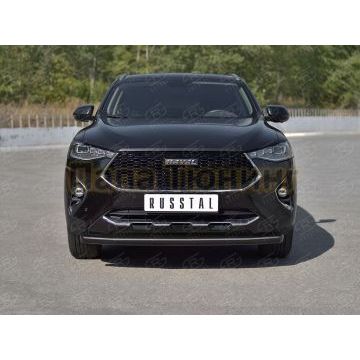 Защита переднего бампера d57 секции black для Haval F7X 1.5 4WD 2019-2022
