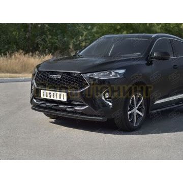 Защита переднего бампера d57 секции black для Haval F7X 1.5 4WD 2019-2022