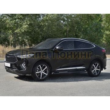 Защита переднего бампера d57 секции black для Haval F7X 1.5 4WD 2019-2022