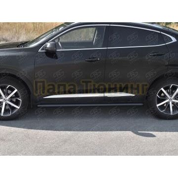 Пороги труба d57 (вариант 2) black для Haval F7X 1.5 4WD 2019-2022