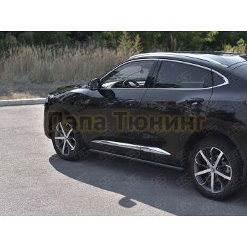 Пороги труба d57 (вариант 2) black для Haval F7X 1.5 4WD 2019-2022
