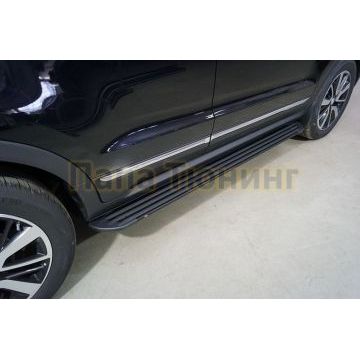 Пороги алюминиевые "Slim Line Black" 1720 мм ТСС для Changan CS55 2WD 1.5T 2022-