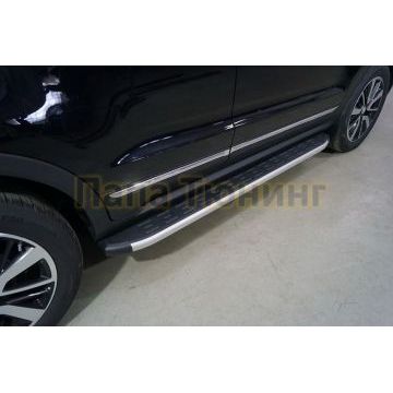 Пороги алюминиевые с пластиковой накладкой 1720 мм ТСС для Changan CS55 2WD 1.5T 2022-