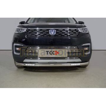 Защита передняя нижняя (с ДХО) 60,3 мм ТСС для Changan CS55 2WD 1.5T 2022-
