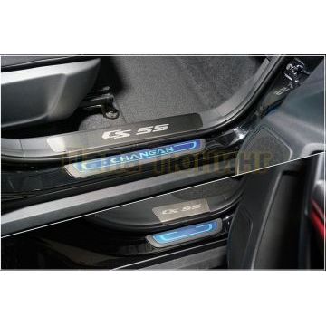 Накладки на пластиковые пороги (лист шлифованный надпись CS55) 4шт ТСС для Changan CS55 2WD 1.5T 2022-