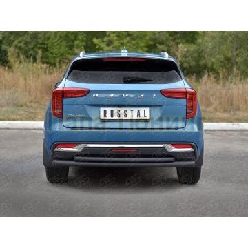 Защита заднего бампера d57 секции-d42 дуга black РусСталь для Haval Jolion 1.5 2WD 2021-