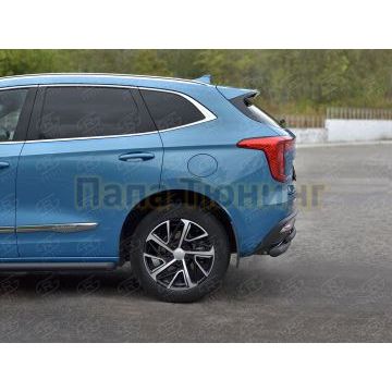 Защита заднего бампера d57 секции-d42 дуга black РусСталь для Haval Jolion 1.5 2WD 2021-