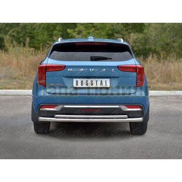 Защита заднего бампера d57 секции-d42 дуга РусСталь для Haval Jolion 1.5 2WD 2021-