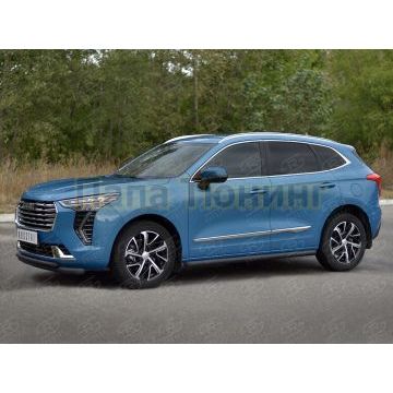 Защита переднего бампера d57 секции-d42 дуга black (кроме COMFORT) РусСталь для Haval Jolion 1.5 2WD 2021-