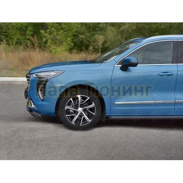 Защита переднего бампера d57 секции-d42 дуга black (кроме COMFORT) РусСталь для Haval Jolion 1.5 2WD 2021-