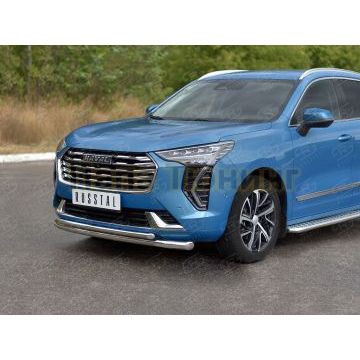 Защита переднего бампера d57 секции-d42 дуга (кроме COMFORT) РусСталь для Haval Jolion 1.5 2WD 2021-
