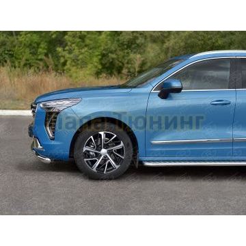 Защита переднего бампера d57 секции-d42 дуга (кроме COMFORT) РусСталь для Haval Jolion 1.5 2WD 2021-