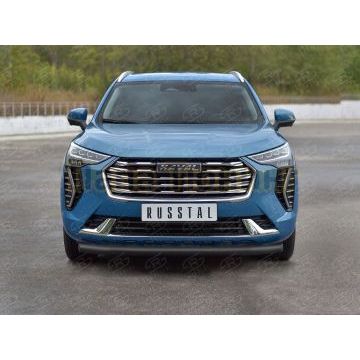 Защита переднего бампера d57 секции black (кроме COMFORT) РусСталь для Haval Jolion 1.5 2WD 2021-