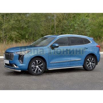 Защита переднего бампера d57 секции (кроме COMFORT) РусСталь для Haval Jolion 1.5 2WD 2021-