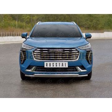 Защита переднего бампера d42 секции-d42 дуга (кроме COMFORT) РусСталь для Haval Jolion 1.5 2WD 2021-