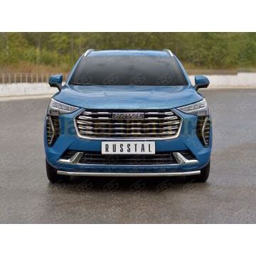Защита переднего бампера d42 секции (кроме COMFORT) РусСталь для Haval Jolion 1.5 2WD 2021-