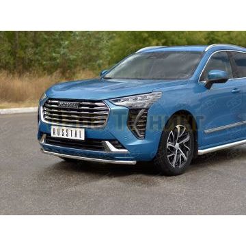 Защита переднего бампера d42 секции (кроме COMFORT) РусСталь для Haval Jolion 1.5 2WD 2021-