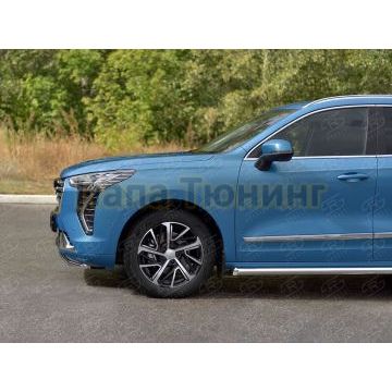 Защита переднего бампера d42 секции (кроме COMFORT) РусСталь для Haval Jolion 1.5 2WD 2021-
