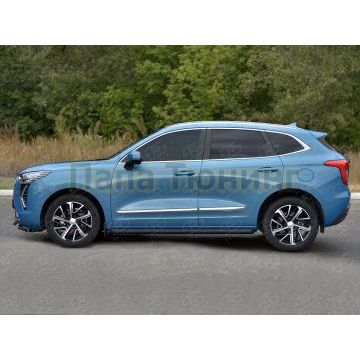 Пороги труба d57 (вариант 1) black РусСталь для Haval Jolion 1.5 2WD 2021-