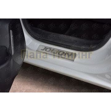 Накладки на пороги RUSSTAL (нерж., шлиф., надпись) для Haval Jolion 1.5 2WD 2021-