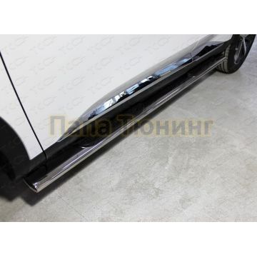 Пороги овальные с накладкой 120х60 мм ТСС для Haval F7 4WD 2022-