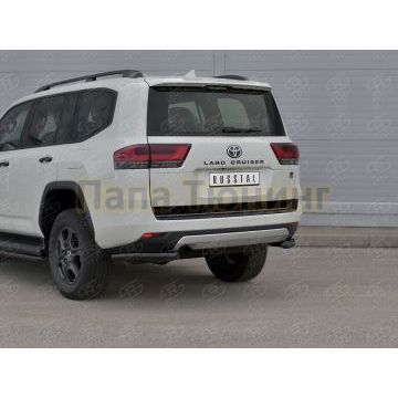 Защита заднего бампера уголки d57 секции black РусСталь для Toyota Land Cruiser 300 GR SPORT 2021-