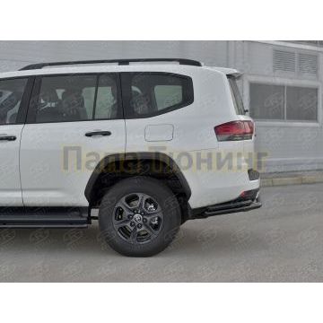 Защита заднего бампера d57секции-d42уголки black РусСталь для Toyota Land Cruiser 300 GR SPORT 2021-