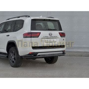 Защита заднего бампера d57секции-d42уголки black РусСталь для Toyota Land Cruiser 300 GR SPORT 2021-