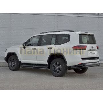 Защита заднего бампера d57секции-d42уголки black РусСталь для Toyota Land Cruiser 300 GR SPORT 2021-
