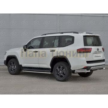 Защита заднего бампера уголки d57секции-d42секции РусСталь для Toyota Land Cruiser 300 GR SPORT 2021-