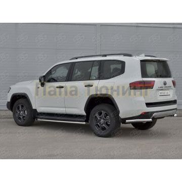 Защита заднего бампера уголки d57 секции РусСталь для Toyota Land Cruiser 300 GR SPORT 2021-