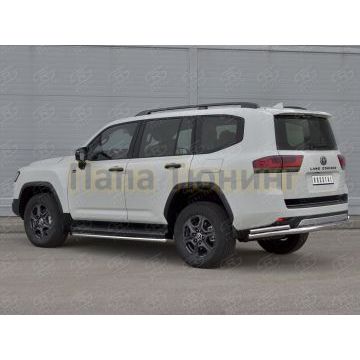 Защита заднего бампера d57 секции-d42 уголки РусСталь для Toyota Land Cruiser 300 GR SPORT 2021-
