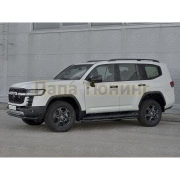 Защита переднего бампера d57 секции-d42 дуга black РусСталь для Toyota Land Cruiser 300 GR SPORT 2021-