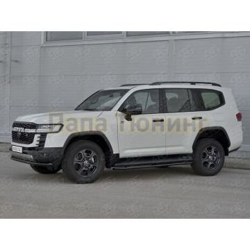 Защита переднего бампера d57 секции black РусСталь для Toyota Land Cruiser 300 GR SPORT 2021-