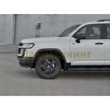 Защита переднего бампера d57 секции black РусСталь для Toyota Land Cruiser 300 GR SPORT 2021-
