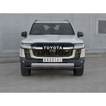 Защита переднего бампера d57 секции black РусСталь для Toyota Land Cruiser 300 GR SPORT 2021-