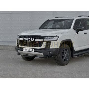 Защита переднего бампера d57 секции black РусСталь для Toyota Land Cruiser 300 GR SPORT 2021-
