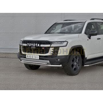 Защита переднего бампера d57 секции-d42 дуга РусСталь для Toyota Land Cruiser 300 GR SPORT 2021-