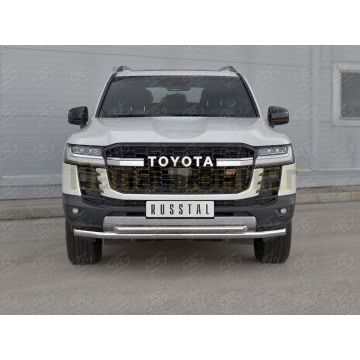 Защита переднего бампера d57 секции-d42 дуга РусСталь для Toyota Land Cruiser 300 GR SPORT 2021-