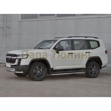 Защита переднего бампера d57 секции-d57 уголки+клыки РусСталь для Toyota Land Cruiser 300 GR SPORT 2021-