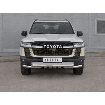 Защита переднего бампера d76 секции-d76 уголки+клыки РусСталь для Toyota Land Cruiser 300 GR SPORT 2021-